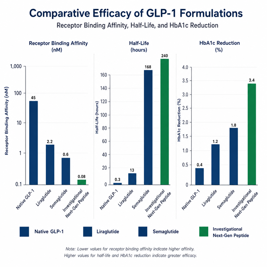 Comparative chart of GLP-1 formulations efficacy metrics